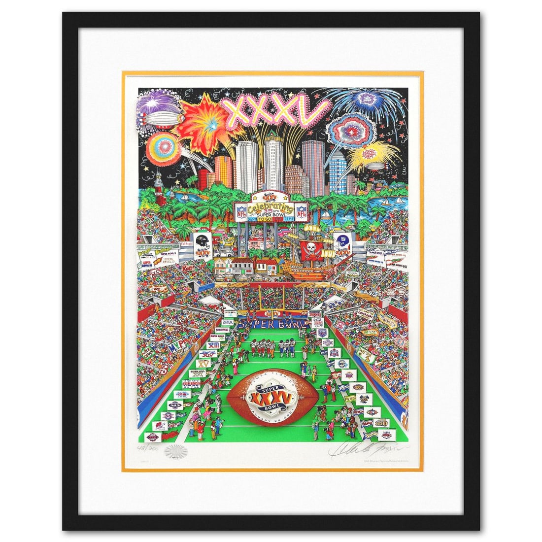 Charles Fazzino- 3D Construction Silkscreen Serigraph "Super Bowl" (1 of 3)