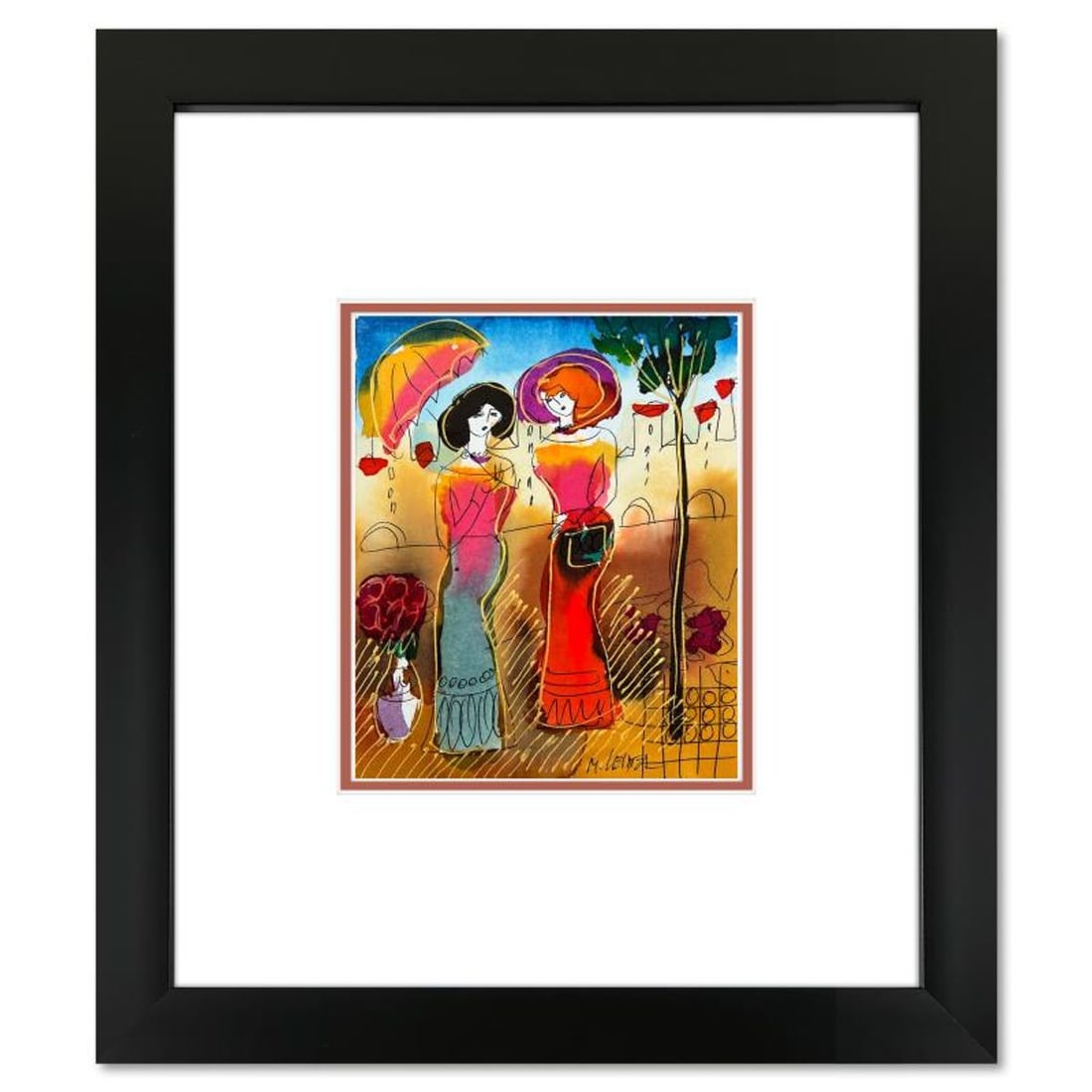Moshe Leider, Framed Original Mixed Media Watercolor Painting, Hand Signed with Letter of: This is an original mixed media watercolor painting on paper by Moshe Leider. Hand signed by the artist, this piece comes custom framed and includes a Letter of Authenticity. Measures approximately