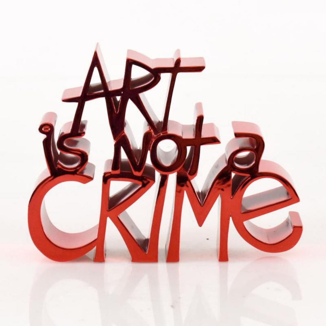 Mr. Brainwash- Resin Sculpture "Art Is Not a Crime (Chrome Red)" (1 of 4)