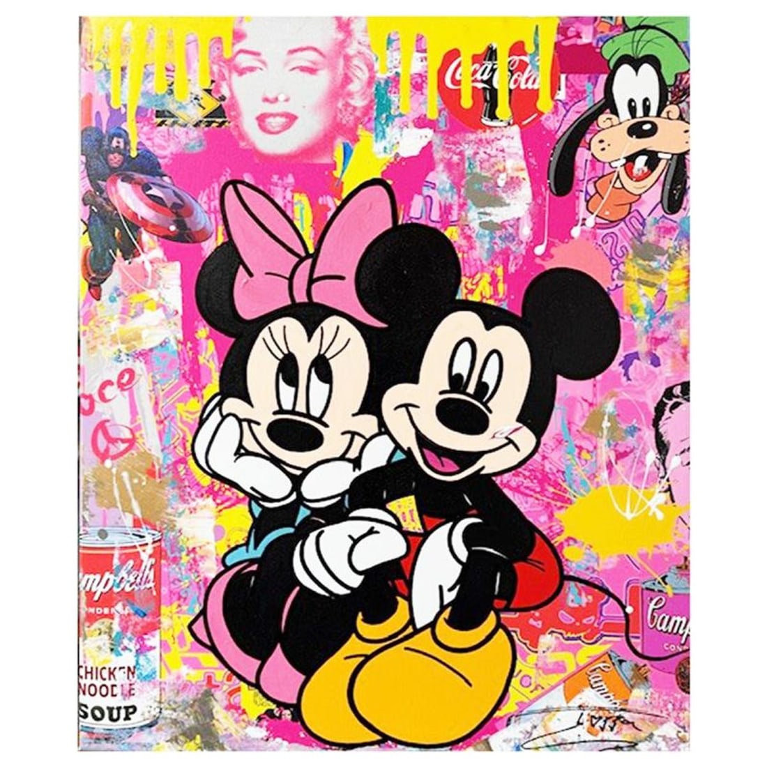 Jozza, "Forever Together" Unique Mixed Media on Canvas, Hand Signed Inverso with Letter of (1 of 1)