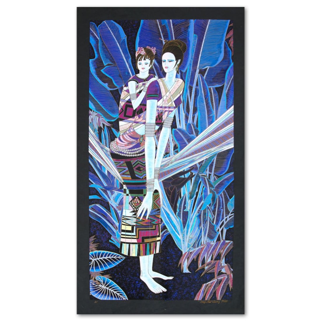 Ting Kuang- Silkscreen "Moming Walk": Artist: Ting Kuang. Medium: Silkscreen. Title: Moming Walk. Size: 46" x 26". Signature: Hand signed and numbered. Reference#: 74860.