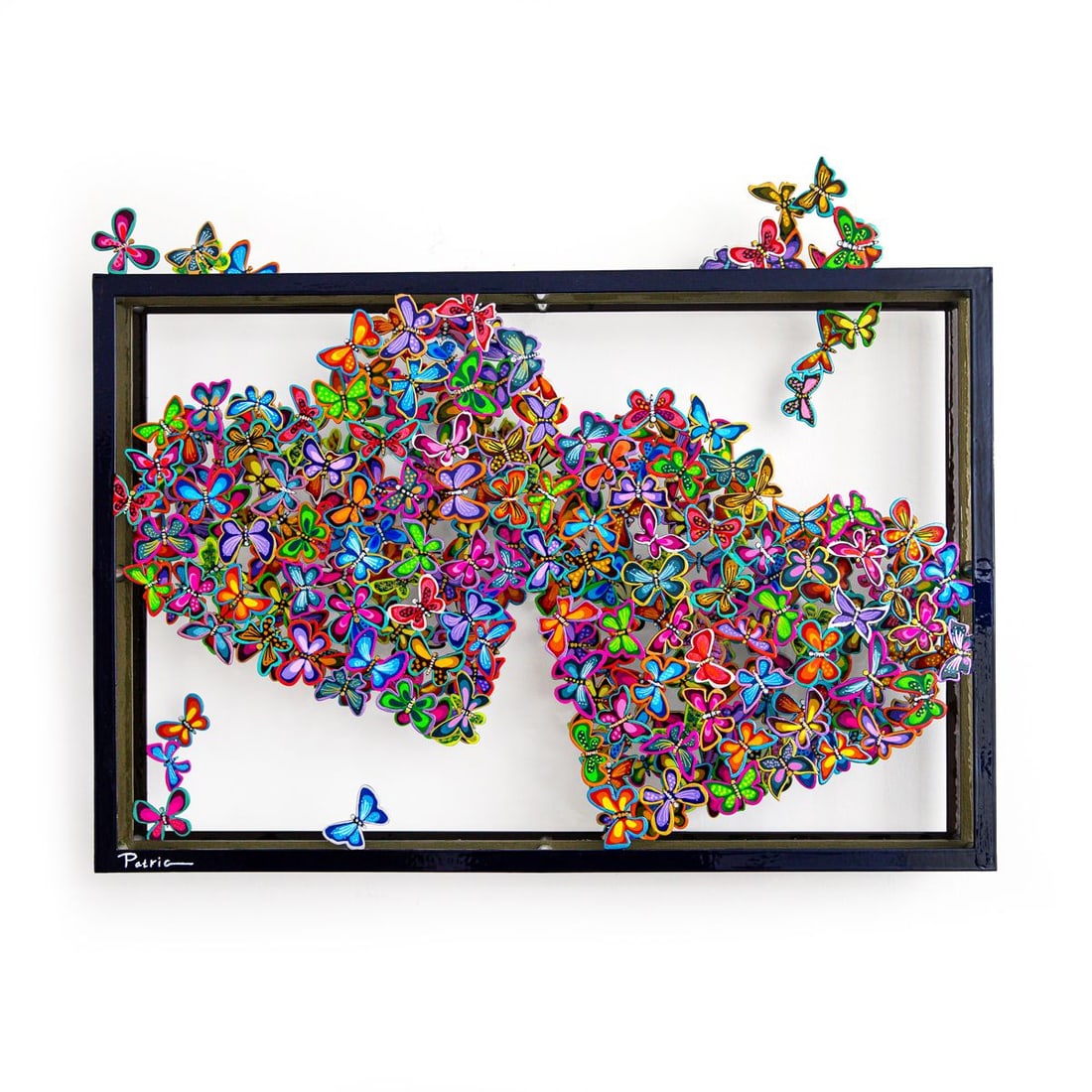 Patricia Govezensky- Original Painting on Cutout Steel "Two Hearts" (1 of 6)