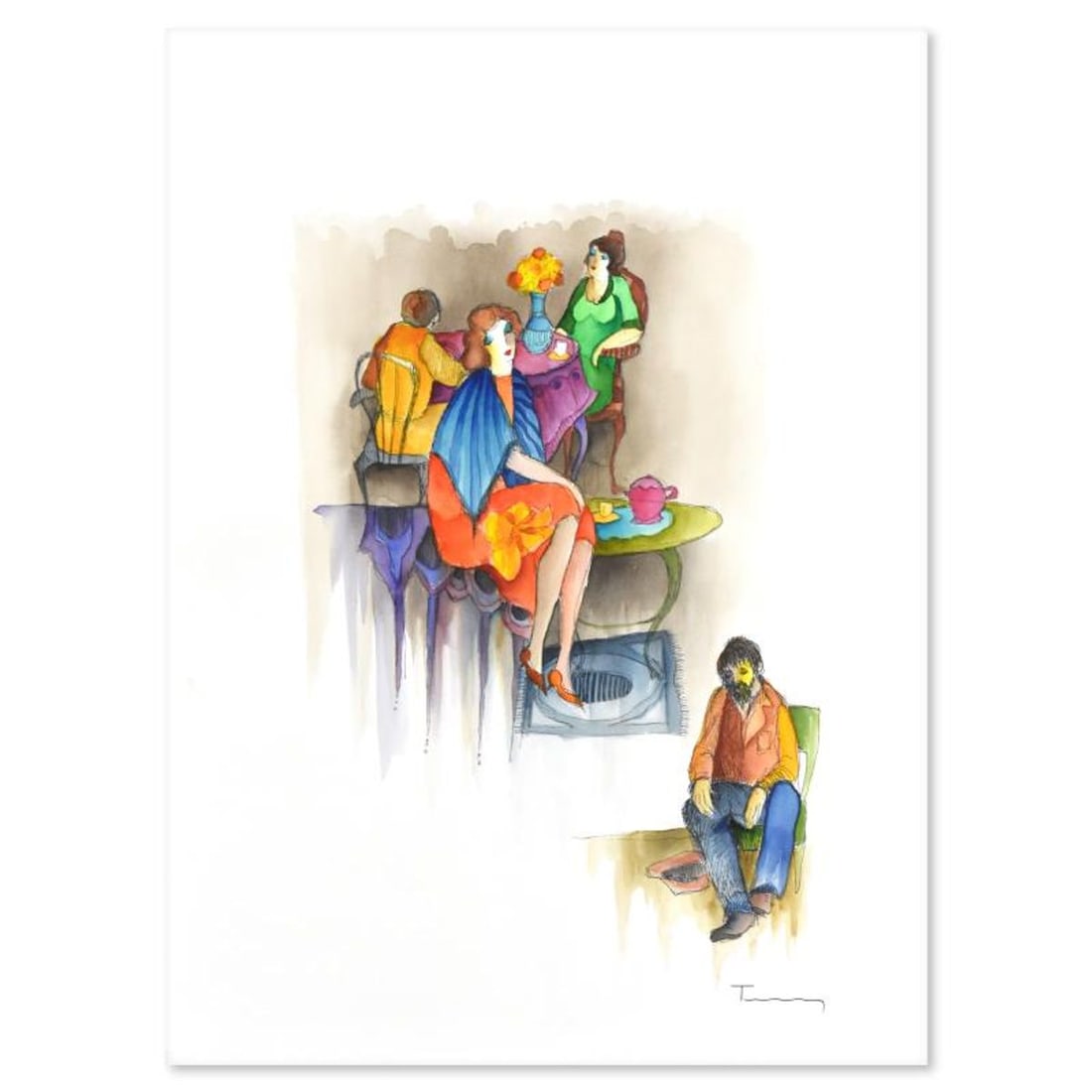 Itzchak Tarkay (1935-2012), Original Mixed Media Watercolor, Hand Signed with Certificate of (1 of 2)