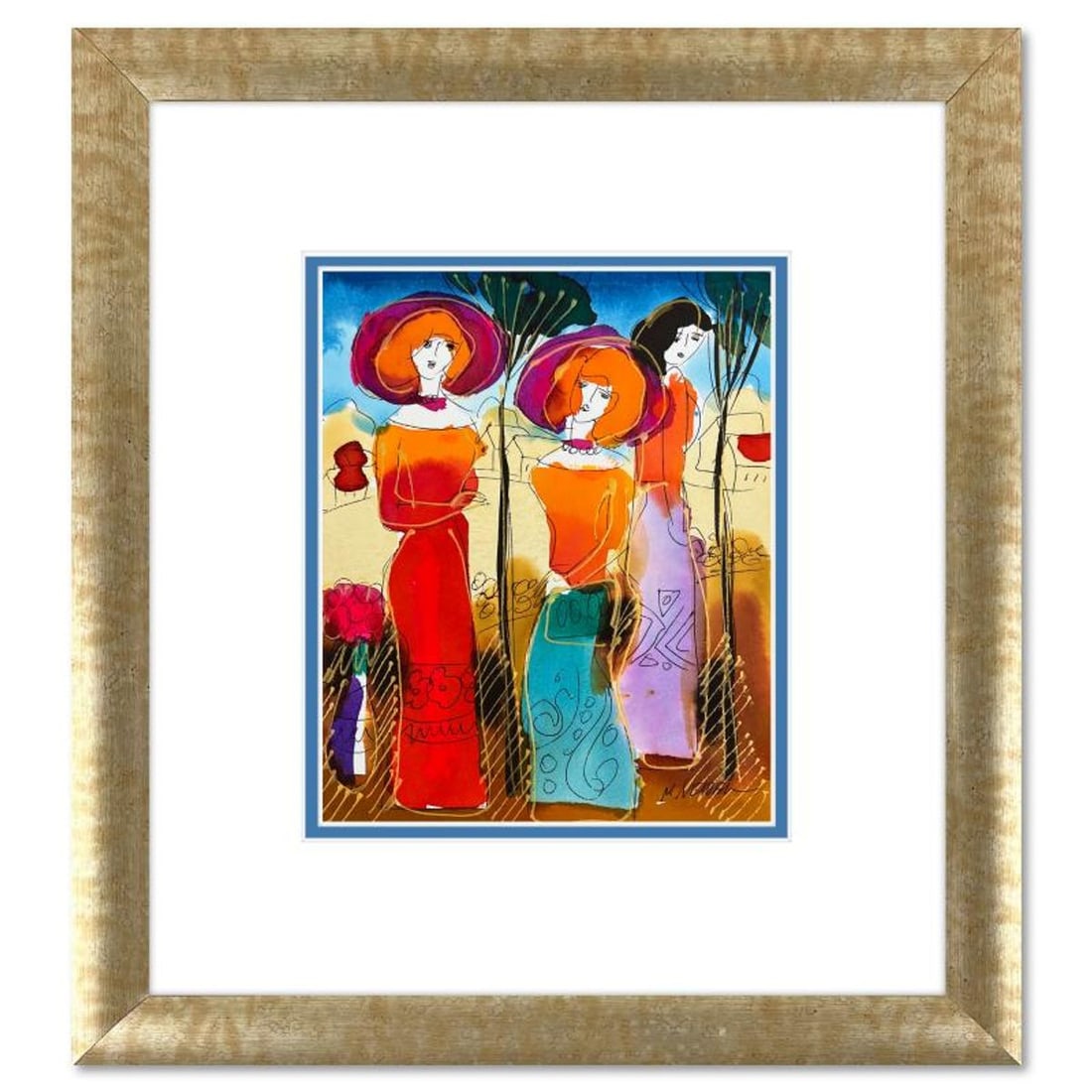 Moshe Leider, Framed Original Mixed Media Watercolor Painting, Hand Signed with Letter of (1 of 2)