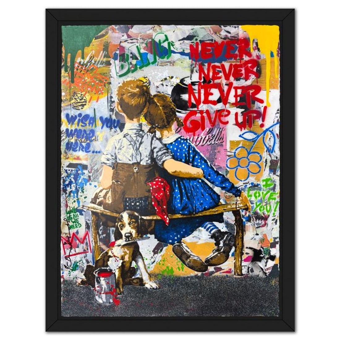 Mr Brainwash, "Work Well Together" Framed Mixed Media Original, Hand Signed with Certificate of (1 of 4)