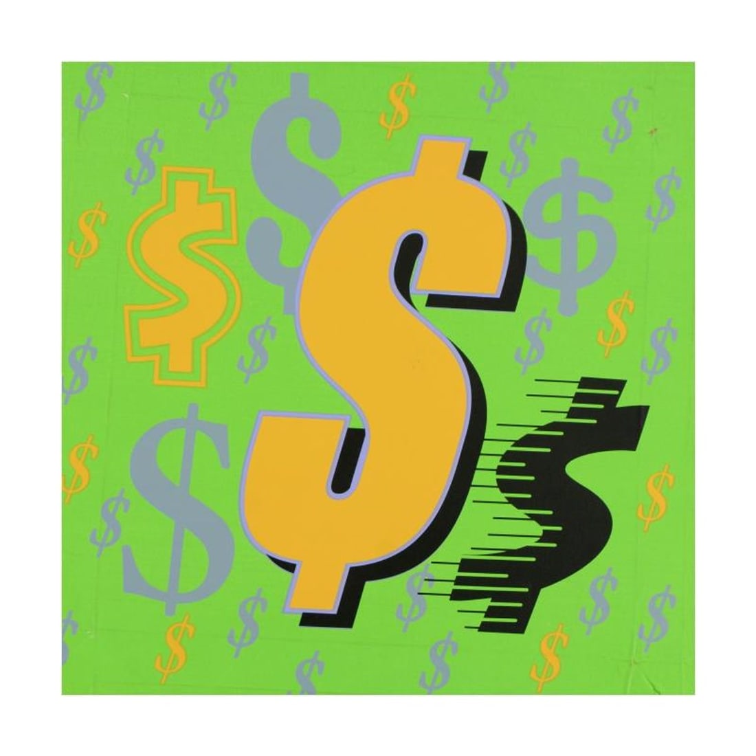 Steve Kaufman (1960-2010), "Dollar Signs (Green Italic)" Limited Edition Hand Pulled Silkscreen on (1 of 3)