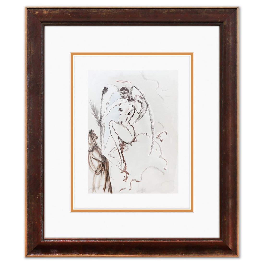 Salvador Dali- Original Color Woodcut on B.F.K. Rives Paper "Paradise 31": Artist: Salvador Dali. Medium: Original Color Woodcut on B.F.K. Rives Paper. Title: Paradise 31. Size: 13" x 10". Measures approx. 20" x 17" (framed). Certificate of Authenticity: Is included.