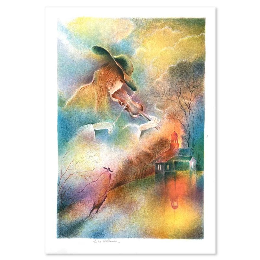 Zina Roitman, Limited Edition Serigraph, Hand Signed and Numbered, Letter of Authenticity.: This is a limited edition serigraph on paper by Zina Roitman. The piece comes hand signed by the artist, numbered, and with a letter of authenticity. Measures approximately 18" x 12". Reference#: