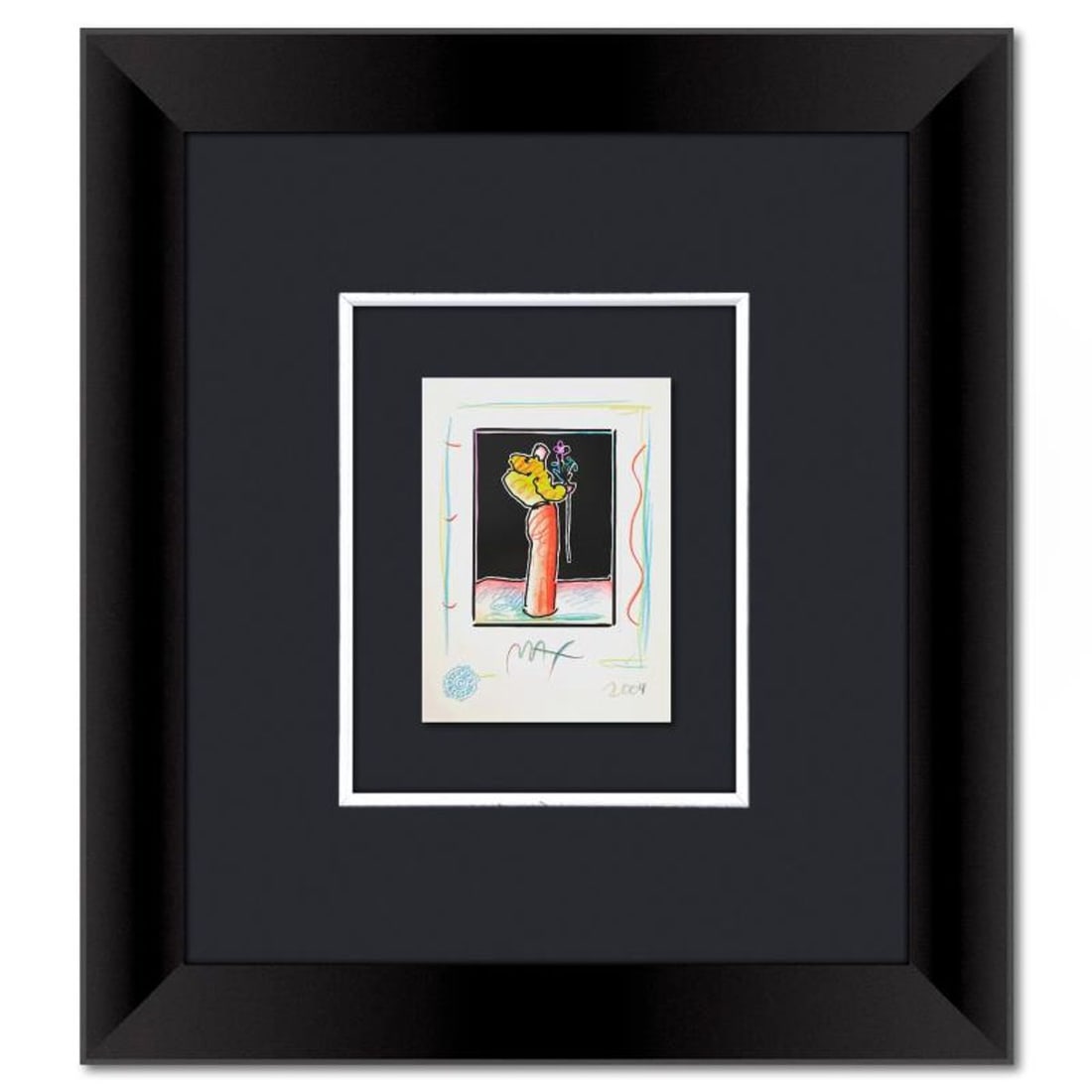 Peter Max, Framed One-of-a-Kind Mixed Media, Hand Signed with Registration Number Certifying (1 of 2)