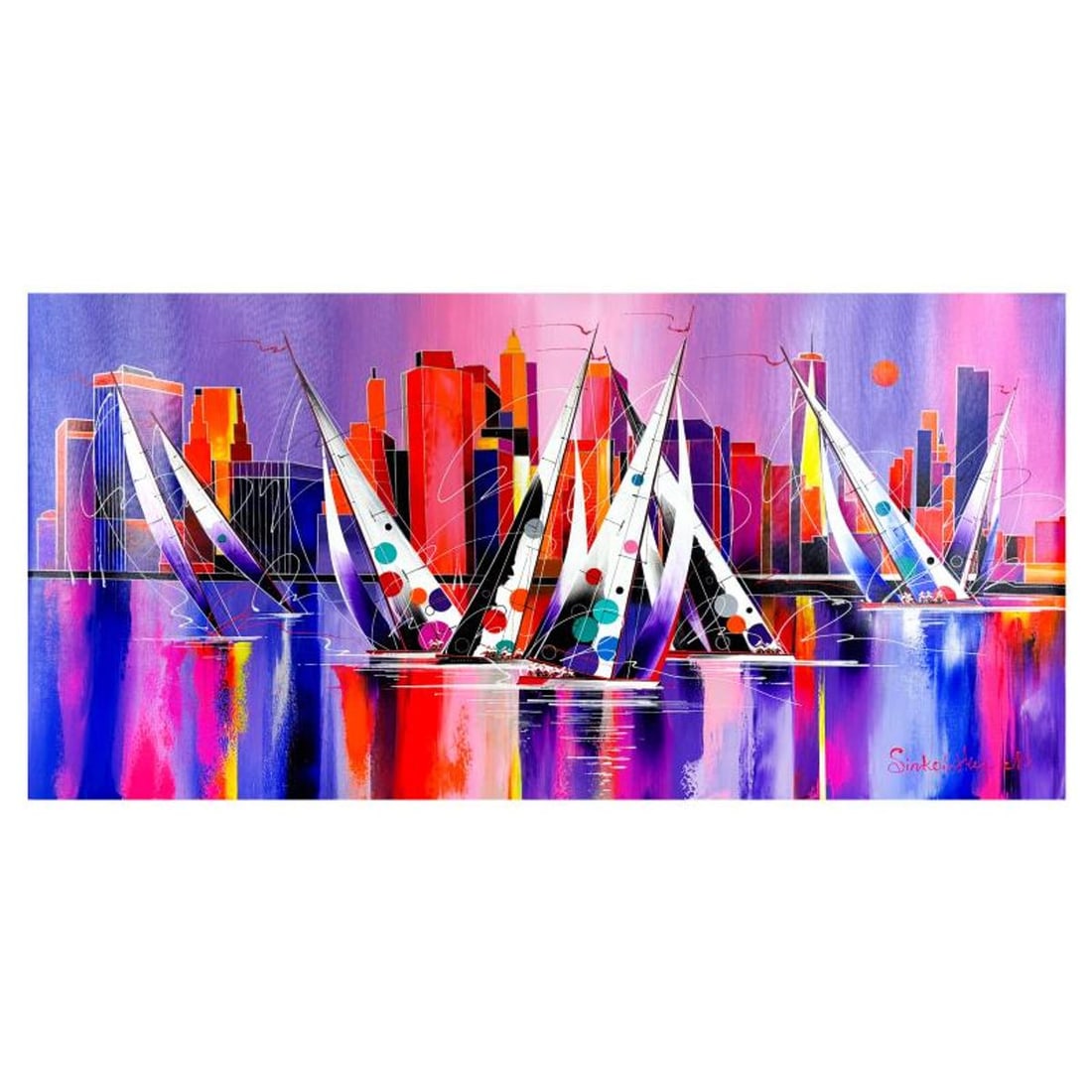 Natalia Sinkovsky, Original Acrylic Painting on Canvas, Hand Signed with Letter of Authenticity.: This is an original acrylic painting on canvas by Natalia Sinkovsky, hand signed by the artist. Includes Letter of Authenticity. Measures approx. 24" x 48" (image).