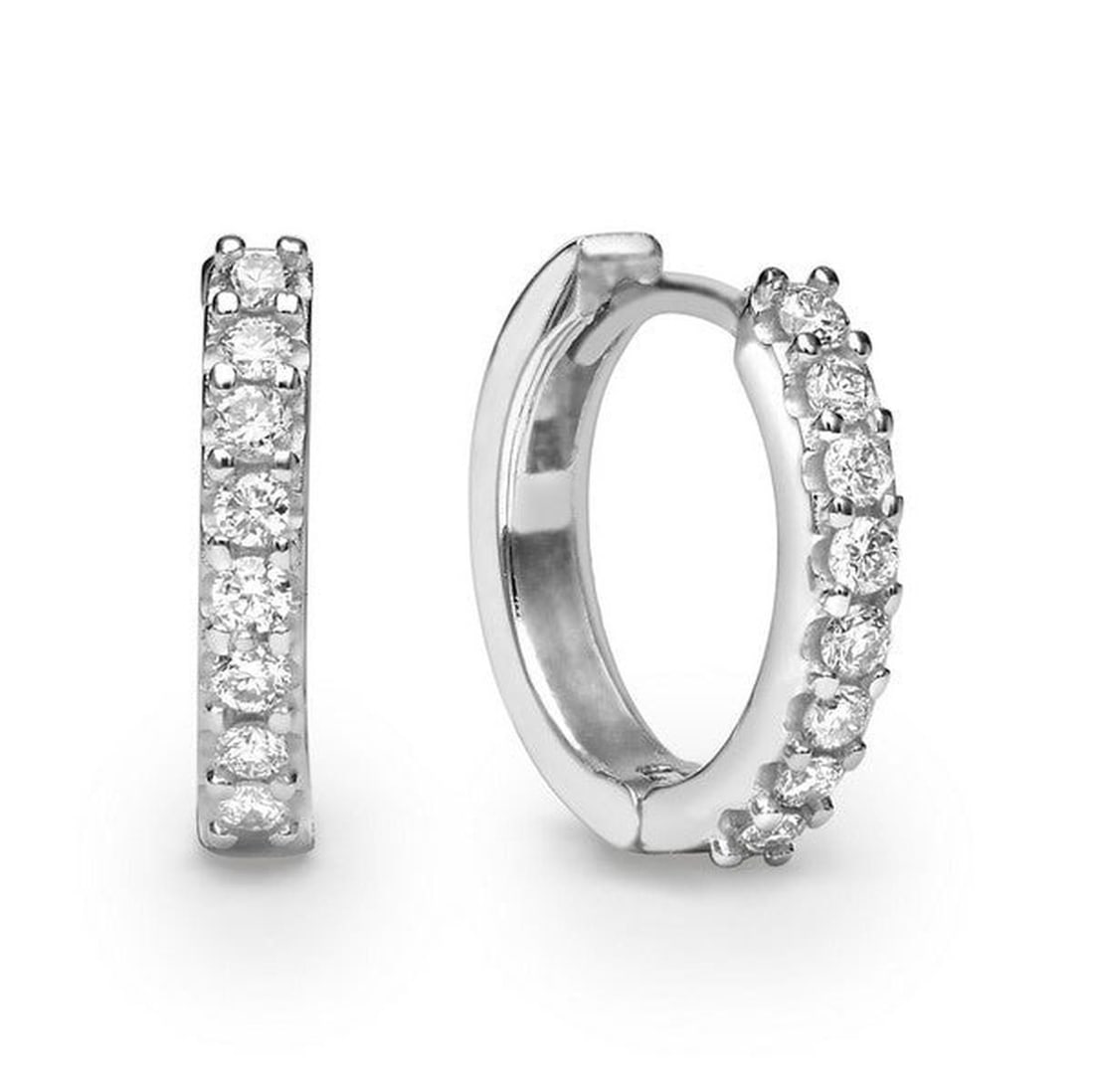 14kt White Gold 0.32ctw Diamond Earrings: One pair of 14k white gold earrings Jewelry Weight: 2.8Grs Total Diamonds Weight: 0.32Cts Main Stones Description: Quantity: 16 Cut and shape: Round Carats Weight: 0.32 Clarity: VS Color: F DSL