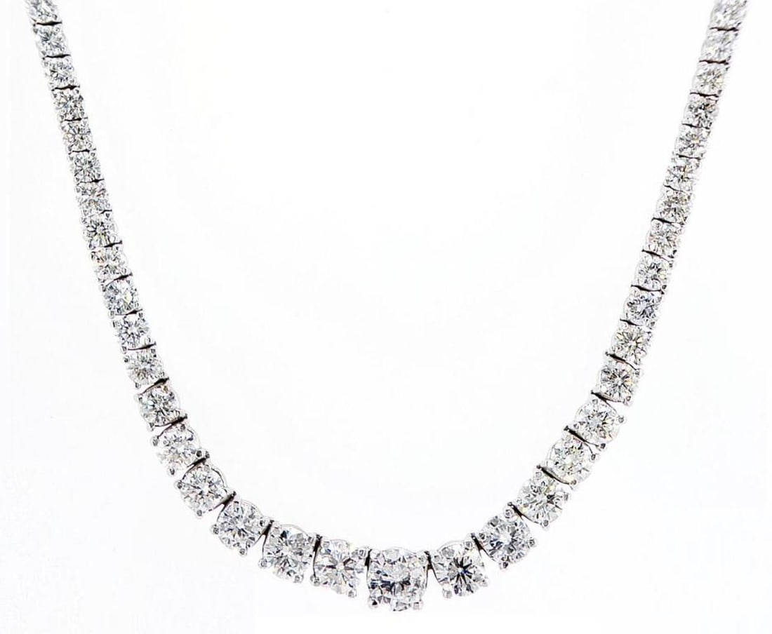 14kt White Gold 13.37ctw Diamond Necklace: Jewelry Description Description: One 14k yellow gold necklace, set with natural diamonds. Jewelry Weight: 21.13 Grs Total Diamonds Weight: 13.37 Cts Precious Metal: 14kt White Gold Certificate Number: