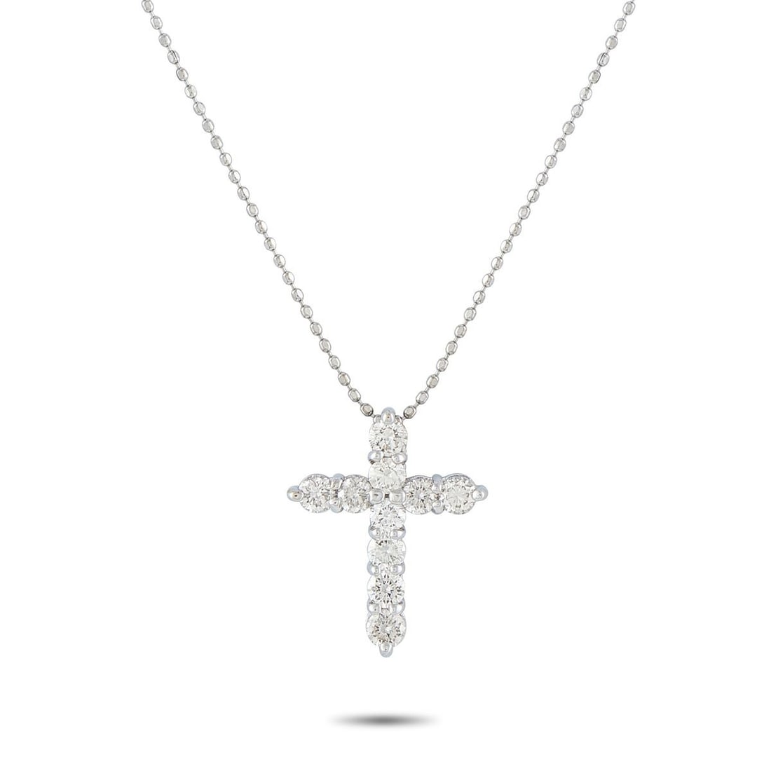 18K WHITE GOLD 0.70CT DIAMOND CROSS PENDANT NECKLACE (1 of 4)