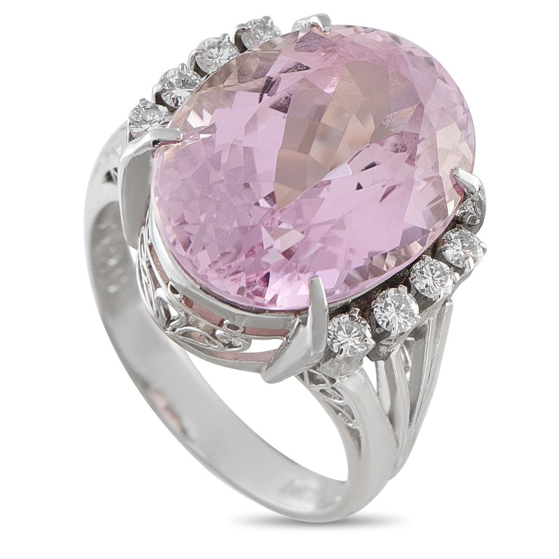 PLATINUM 0.26CT DIAMOND AND KUNZITE RING (1 of 3)