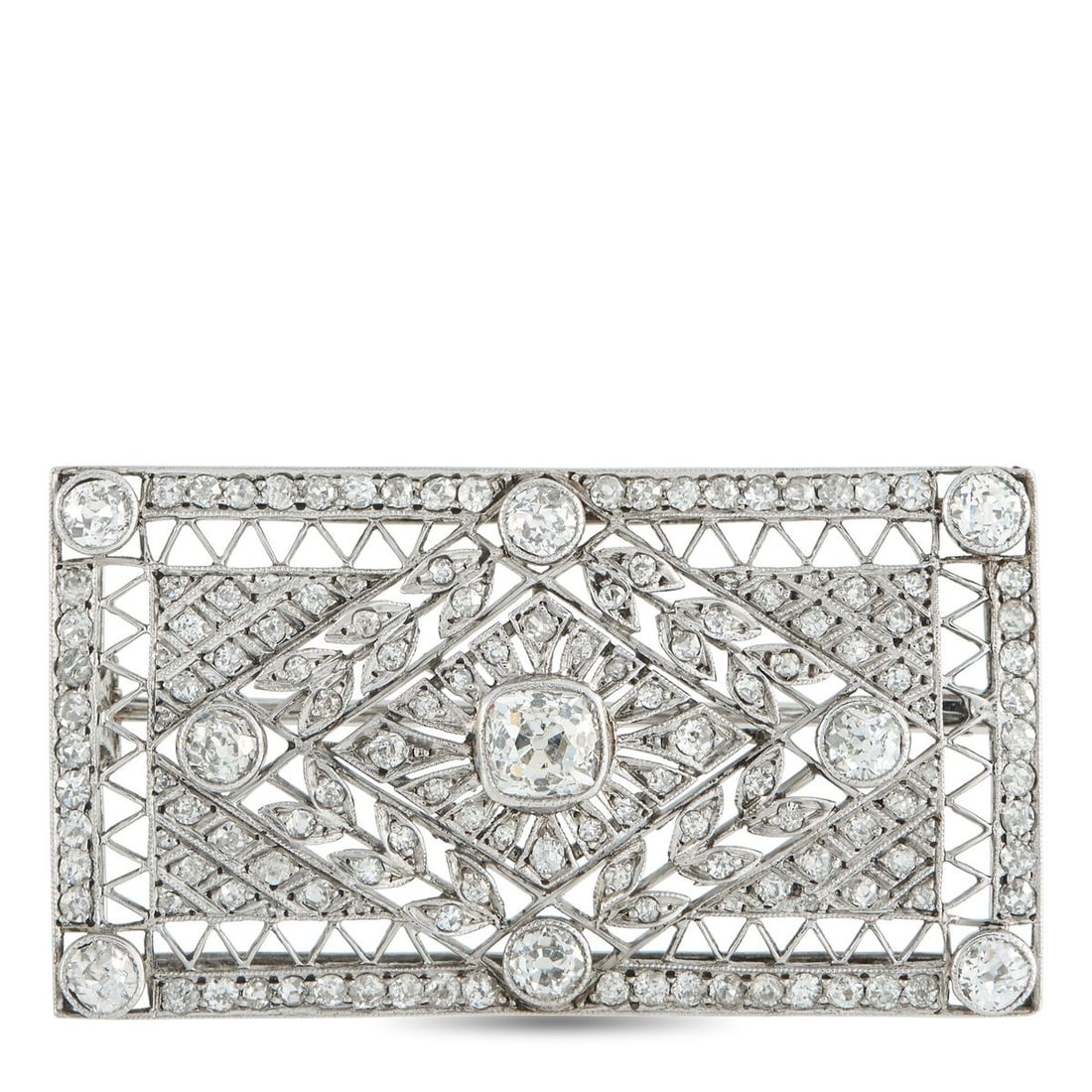 PLATINUM 3.0CT DIAMOND BROOCH (1 of 3)