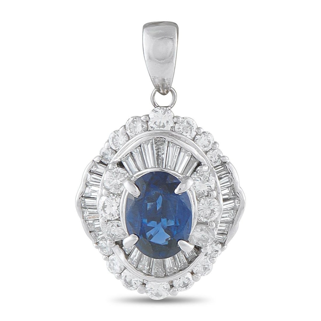 PLATINUM DIAMOND AND SAPPHIRE BALLERINA PENDANT (1 of 3)