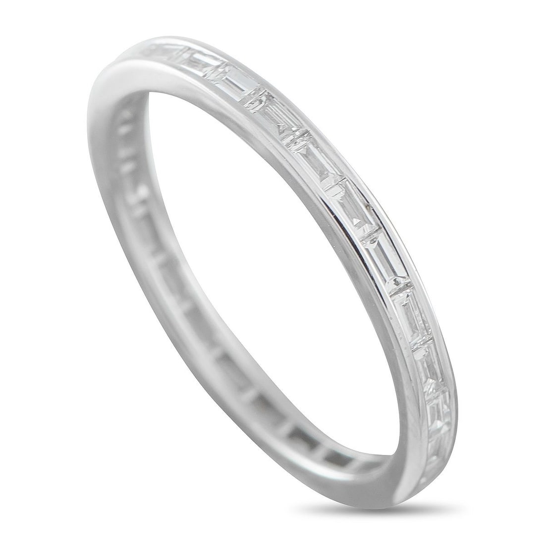 18K WHITE GOLD 0.42CT DIAMOND ETERNITY BAND RING: Diamonds with a total weight of 0.42 carats serve as a stunning focal point on this timeless eternity band ring. A simple 18K White Gold setting beautifully showcases the sparkling gemstones at the ce