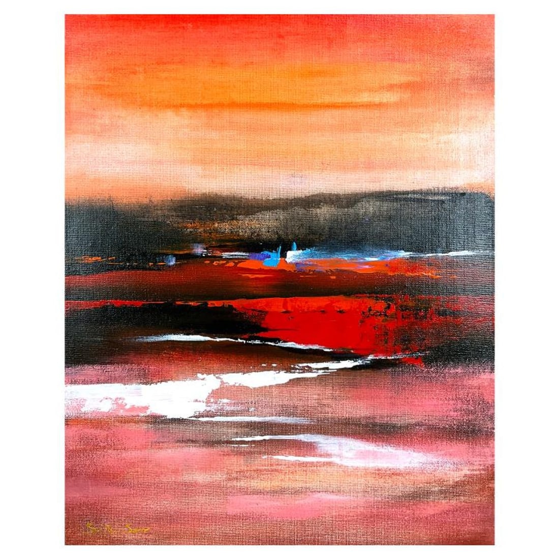 Sisi Sun, "Misty Beach" Original Acrylic Painting on Board, Hand Signed with Letter of Authenticity (1 of 2)
