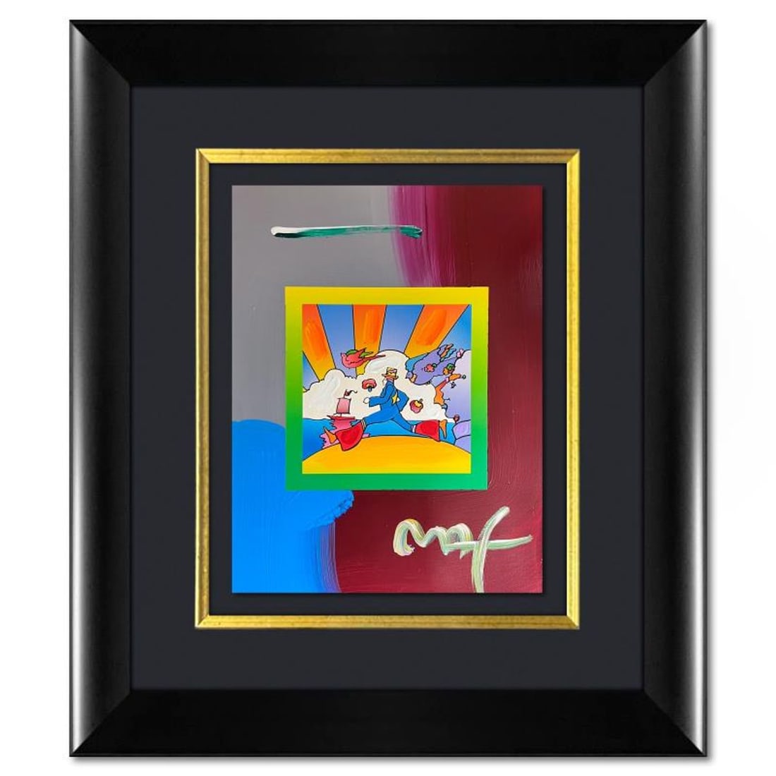 Peter Max, "Cosmic Runner" Framed One-of-a-Kind Acrylic Mixed Media, Hand Signed with Registration (1 of 2)