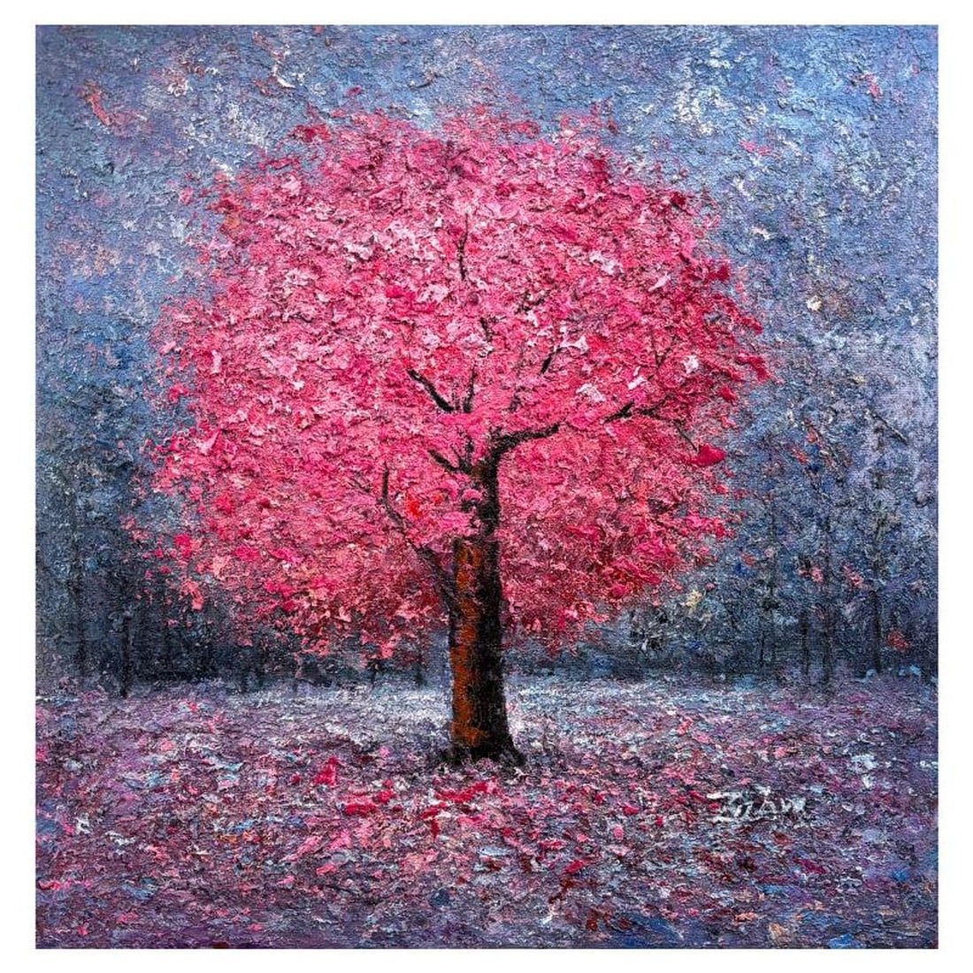 Zahra, Hand Signed Original Acrylic Painting on Canvas with Letter of Authenticity.: This is an original acrylic painting on canvas by Zahra, hand signed by the artist. Includes Letter of Authenticity. Measures approx. 32" x 31" (image).