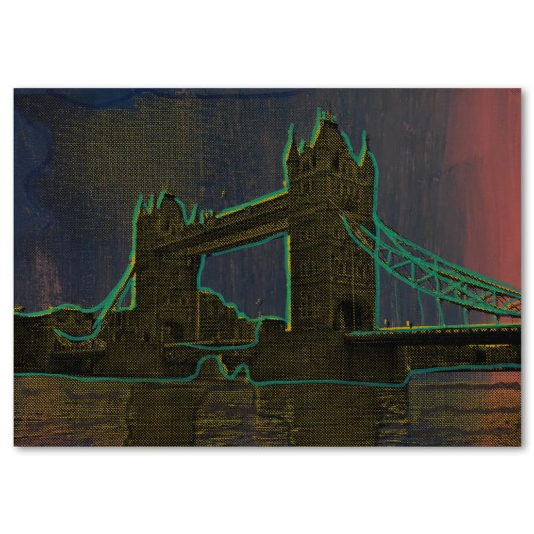 Steve Kaufman (1960-2010), "Tower Bridge" Hand Painted, Hand Pulled Limited Edition Silkscreen on (1 of 2)