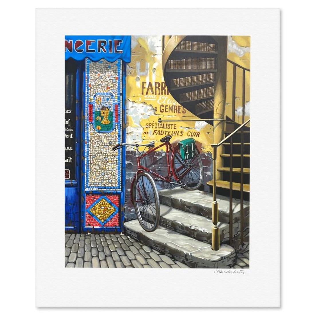 Liudmila Kondakova, "The Stairway (Parisian Memories)" Limited Edition Serigraph, Numbered and Hand (1 of 2)