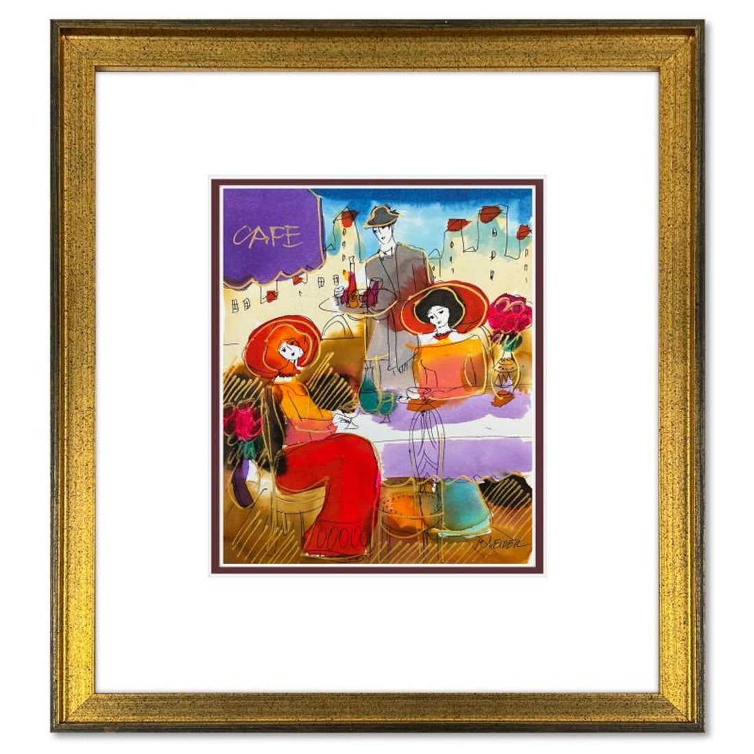 Moshe Leider, Framed Original Mixed Media Watercolor Painting, Hand Signed with Letter of: This is an original mixed media watercolor painting on paper by Moshe Leider. Hand signed by the artist, this piece comes custom framed and includes a Letter of Authenticity. Measures approximately