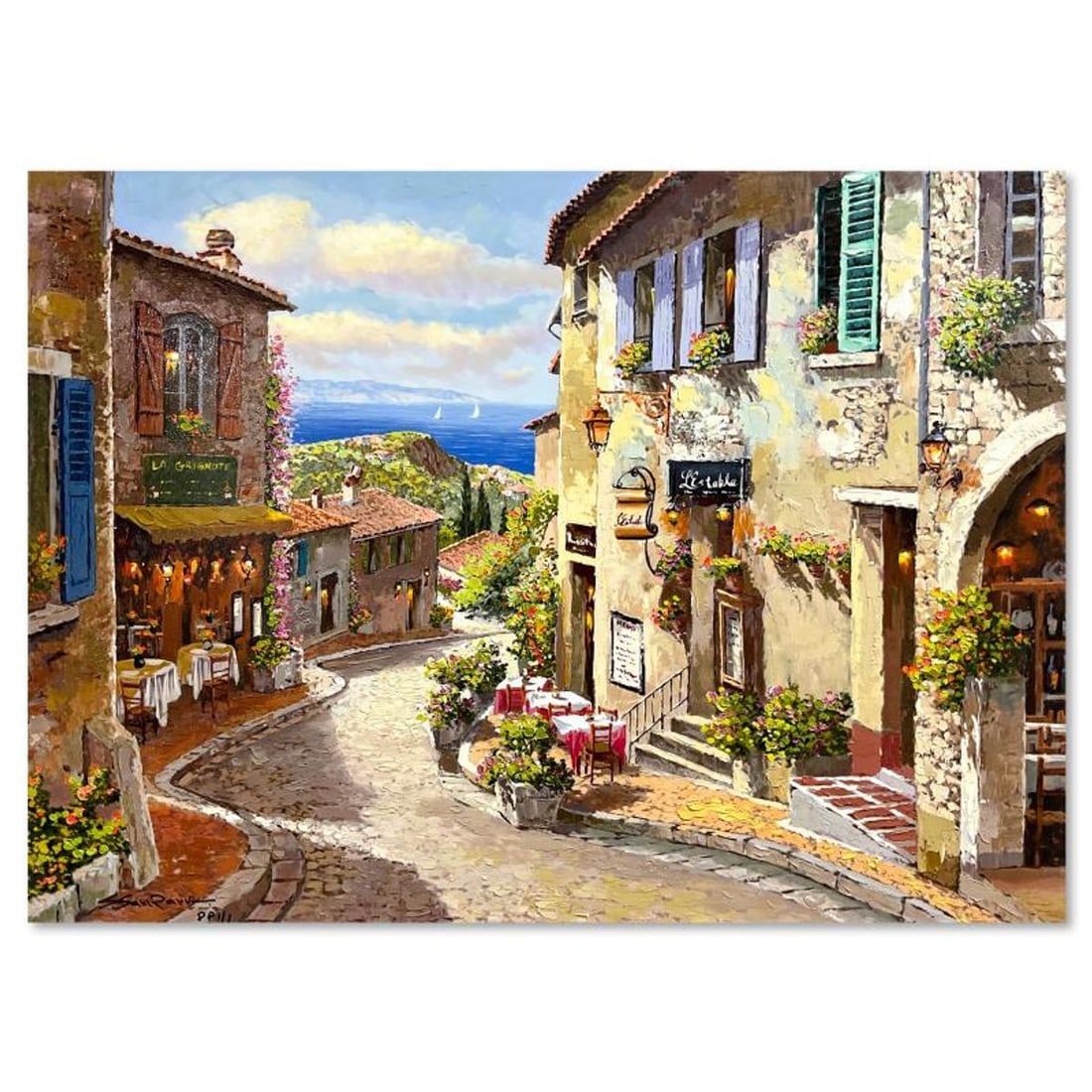 Sam Park, "Cafe d'Le Stable" Hand Embellished Limited Edition Printer's Proof on Canvas (22" x 30"), (1 of 2)