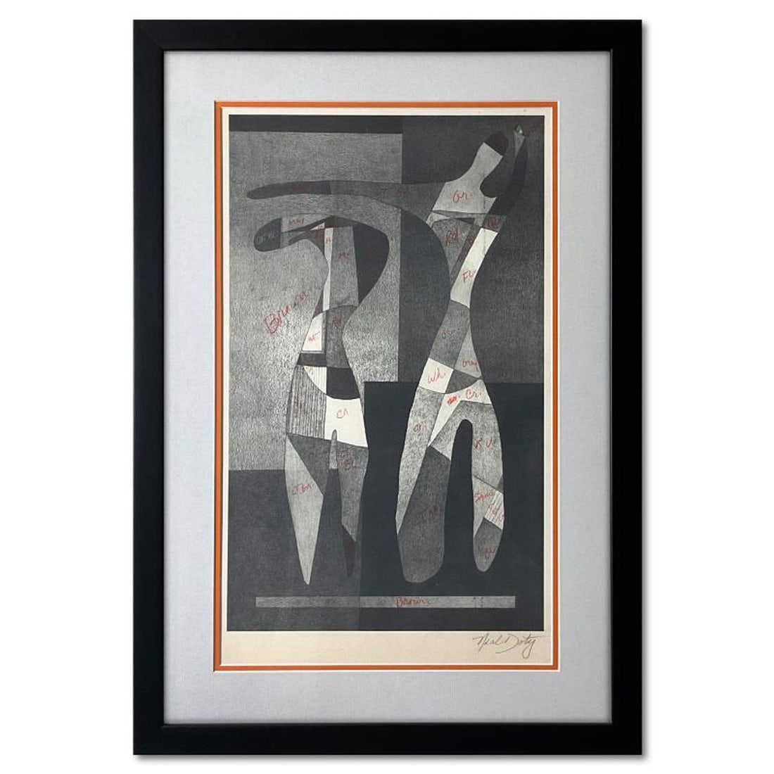 Neal Doty (1941-2016), Framed One-of-a-Kind Monoprint, Hand Signed with Letter of Authenticity. (1 of 2)