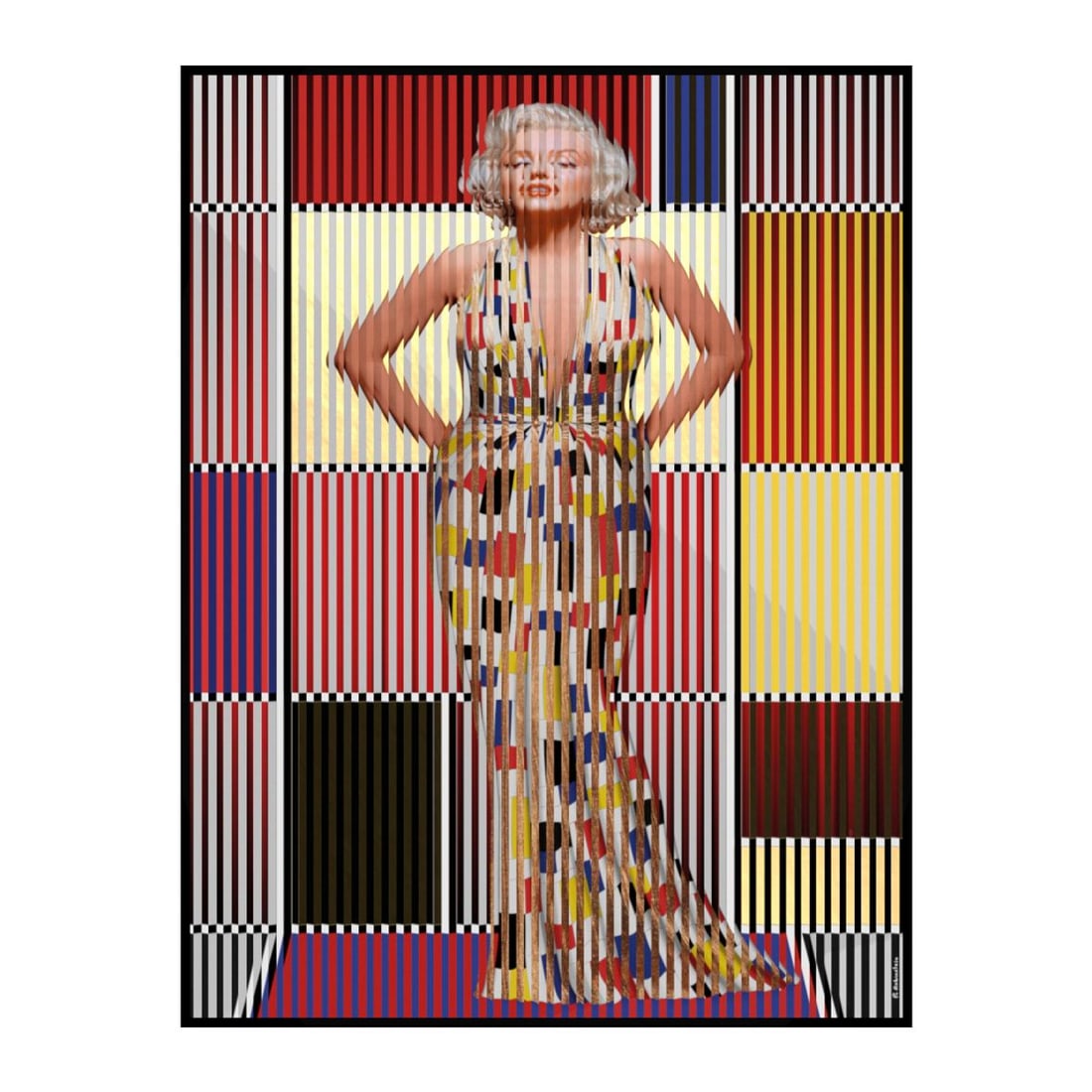 Patrick Rubinstein- Mixed Media Gilded with 22-Carat Gold Leaf "Pet Monroe": Artist: Patrick Rubinstein. Medium: Mixed Media Gilded with 22-Carat Gold Leaf. Title: Pet Monroe. Size: 36" x 26". Measures approx. 39" x 30" (framed). Signature: Hand Signed and Numbered.