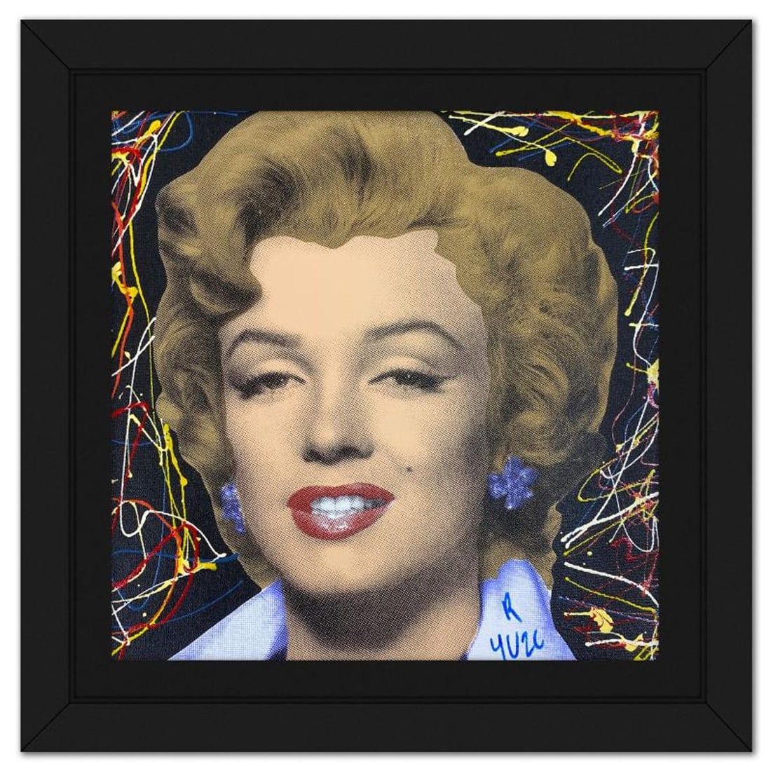 Ringo Daniel Funes, "Marilyn Classic" Framed One-of-a-Kind Mixed Media on Canvas, Hand Signed with: Marilyn Classic is a one-of-a-kind hand-pulled mixed media silkscreen on canvas by Ringo (Daniel Funes) - protege of Andy Warhol's apprentice, Steve Kaufman.This piece is hand signed by the artist. Th
