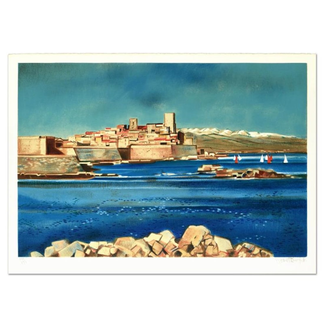 Robert Vernet Bonfort, "Villandry" Limited Edition Lithograph, Numbered and Hand Signed.: Villandry is a limited edition lithograph on paper by Robert Vernet Bonfort, numbered and hand signed by the artist! Measures approx. 29.5" x 21" (border), 27" x 19" (image). Reference#: 93850.