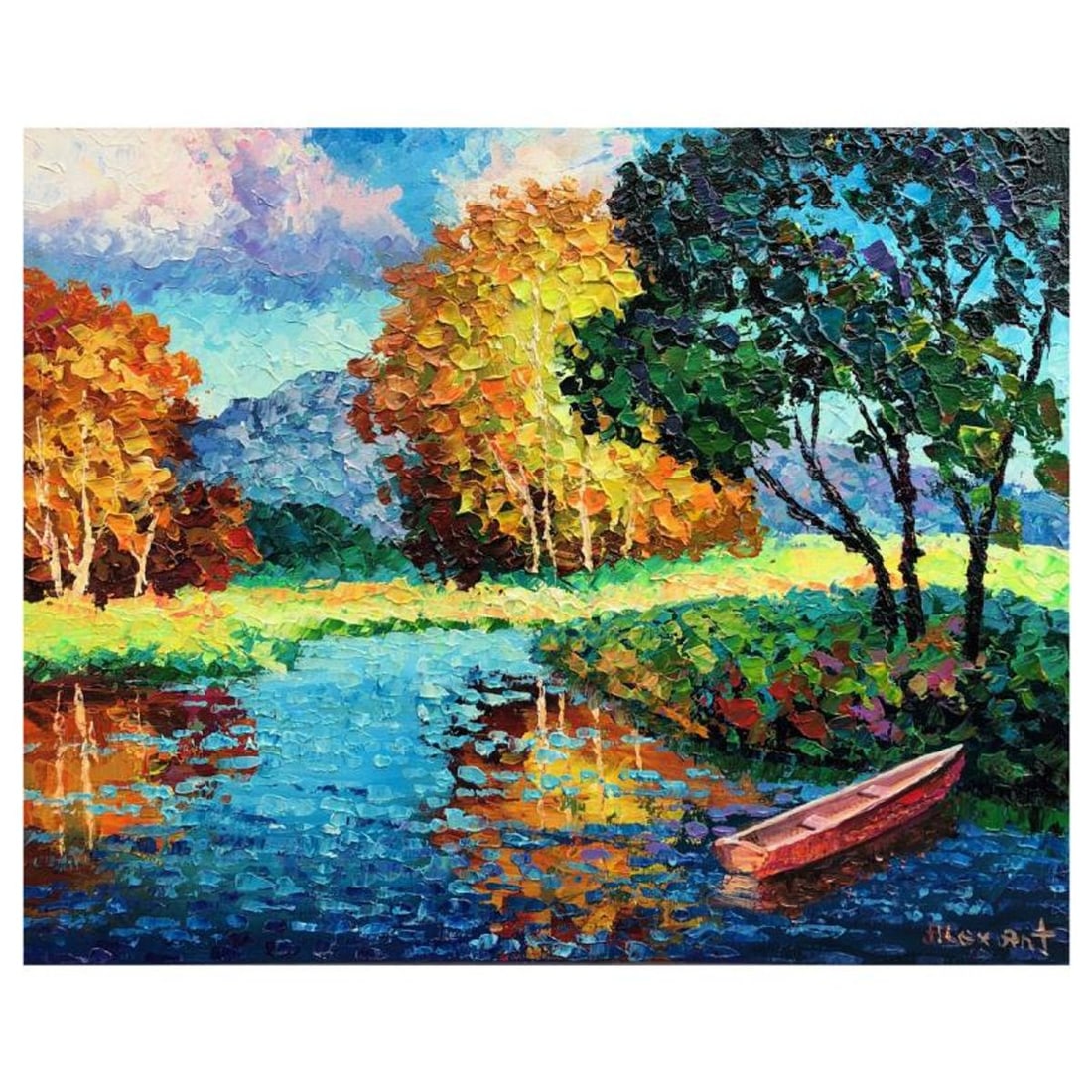 Alexander Antanenka, "Golden Foliage" Original Painting on Canvas, Hand Signed with Letter of: Golden Foliage is an original oil painting on stretched canvas by Alexander Antanenka. Hand signed by the artist, the piece comes with a letter of authenticity. Measures approximately 16" x 20" (image