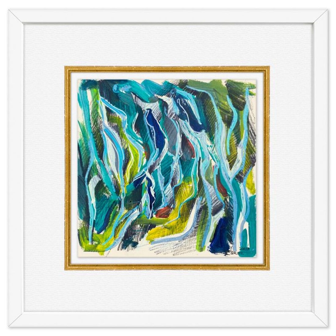 Yuroz, Framed Original Painting, Hand Signed with Letter of Authenticity.: This is an original painting on paper by Yuroz, hand signed by the artist. This piece comes custom framed on linen. Includes Letter of Authenticity. Measures approx. 18" x 18" (frame), 10" x 10" (imag