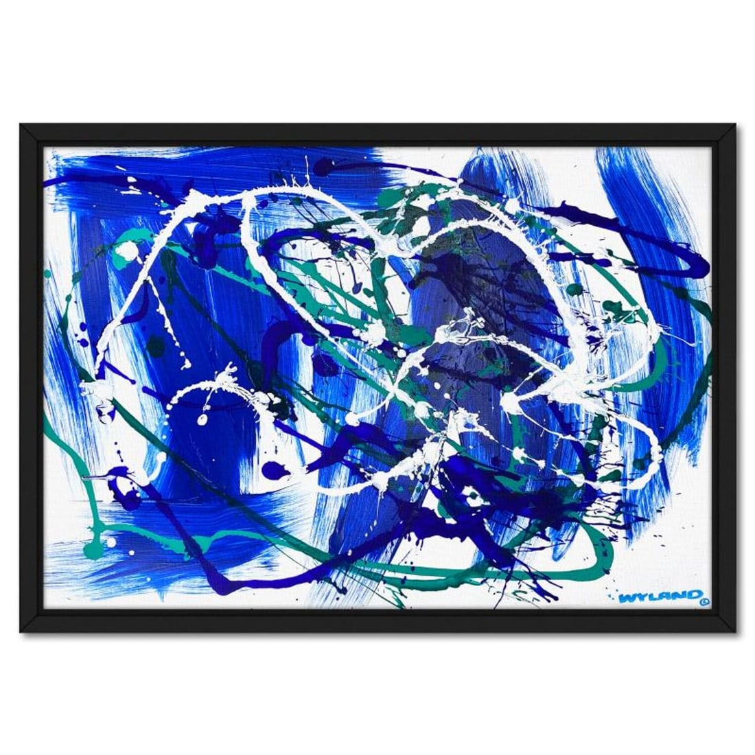 Wyland, "Untitled Abstract" Framed Original Acrylic Painting on Canvas, Hand Signed with Letter of: Untitled Abstract is an original acrylic painting on canvas by Wyland, hand signed by the artist. This piece comes custom framed. Includes Letter of Authenticity. Measures approx. 28" x 40" (frame), 2