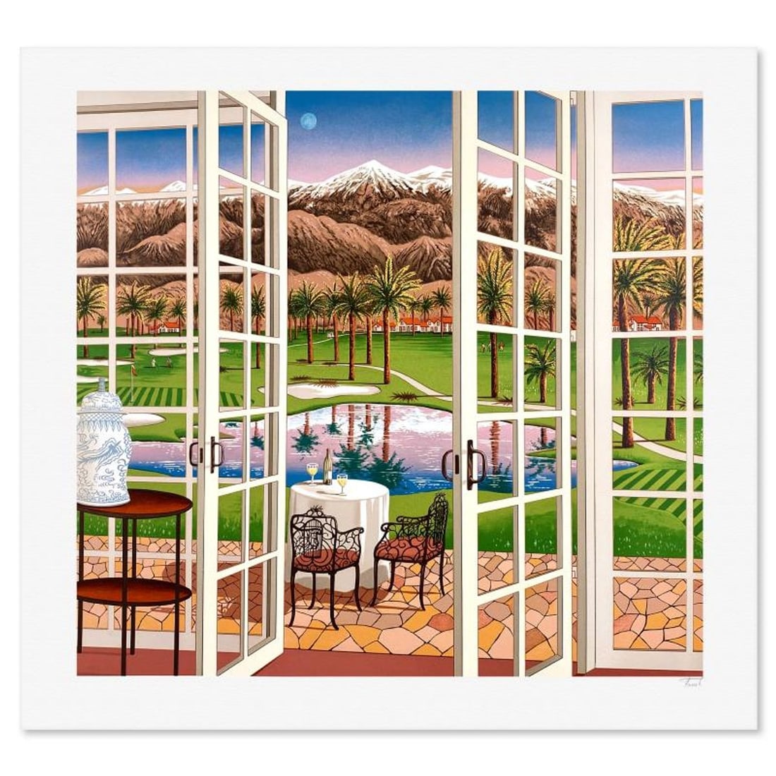 Fanch Ledan, "Palm Springs" Limited Edition Lithograph, PP Numbered and Hand Signed with Letter of: Palm Springs is a limited edition lithograph on paper by Fanch, PP numbered and hand signed by the artist. Includes Letter of Authenticity. Measures approx. 30.5" x 33" (border), 26" x 28" (image).