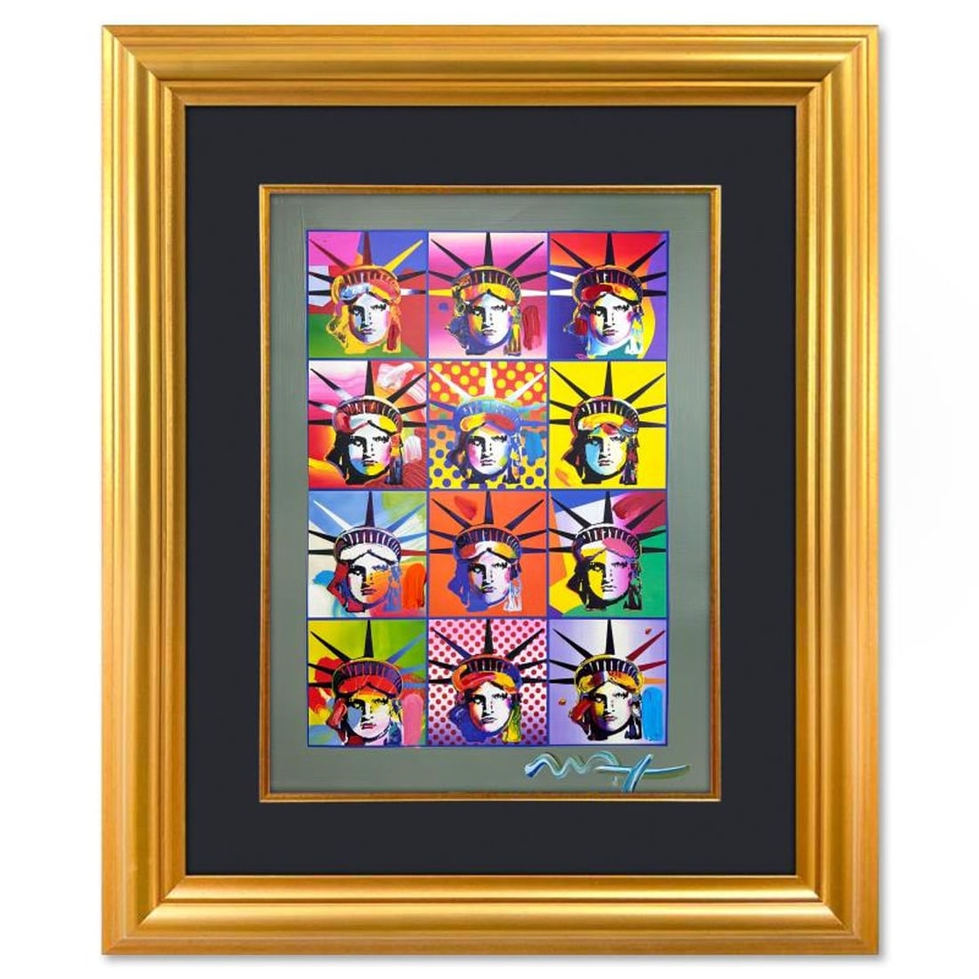 Peter Max, "Liberty & Justice" Framed One-of-a-Kind Mixed Media, Hand Signed with Registration (1 of 2)