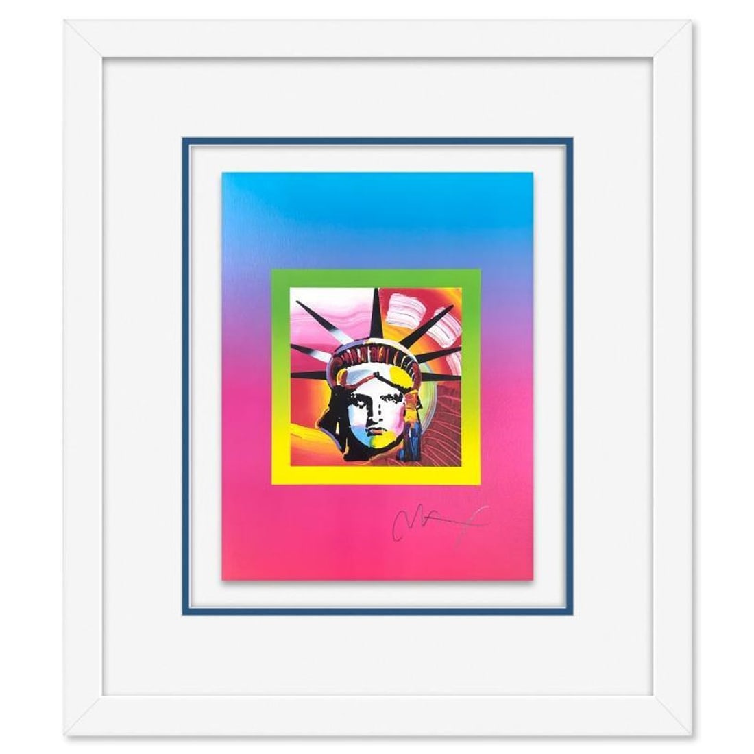 Peter Max, "Liberty Head on Blends Ver II" Framed Limited Edition Lithograph, Numbered and Hand: Liberty Head on Blends Ver II is a limited edition lithograph on paper by Peter Max, numbered and hand signed by the artist. This piece comes framed. Includes Certificate of Authenticity from Peter Ma