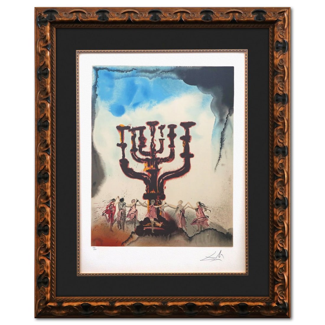 Salvador Dali- Original Lithograph "Orah-Horah": Artist: Salvador Dali. Medium: Original Lithograph. Title: Orah-Horah. Size: 24" x 18". Measures approx. 34" x 28" (framed). Signature: Hand signed and numbered. Certificate of Authenticity: Is