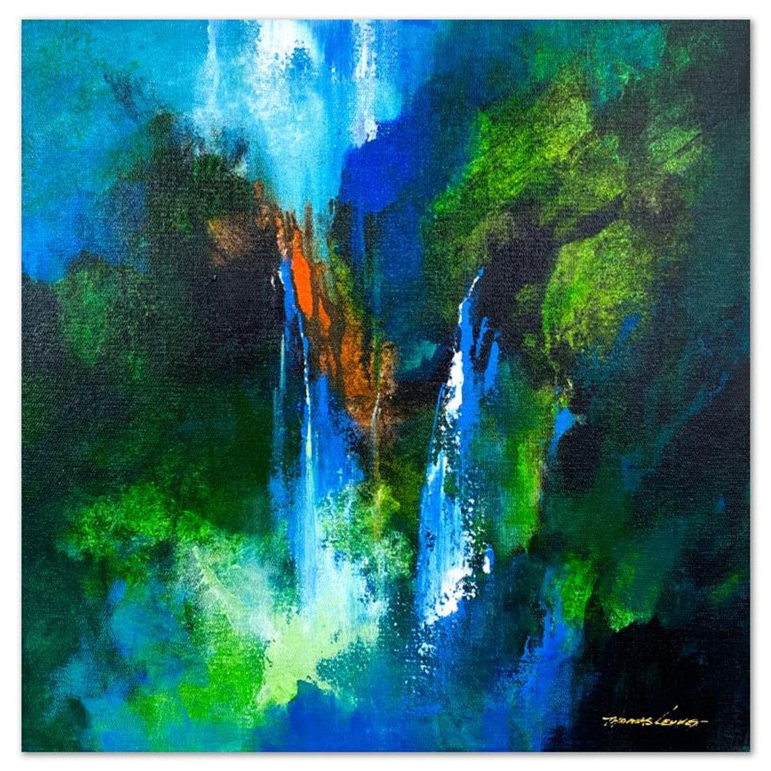 Thomas Leung, "Mountain Stream 2" Original Acrylic Painting on Gallery Wrapped Canvas, Hand Signed (1 of 2)