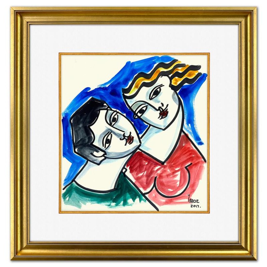 Yuroz, Framed Original Painting, Hand Signed with Letter of Authenticity.: This is an original painting on paper by Yuroz, hand signed by the artist. This piece comes custom framed on linen. Includes Letter of Authenticity. Measures approx. 25.5" x 24" (frame), 15.5" x