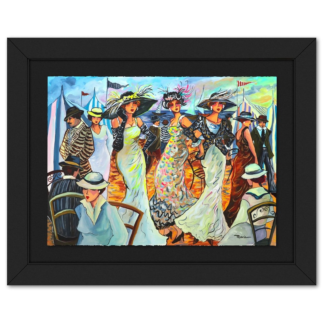 Patricia Govezensky- Original Watercolor on Paper "Colorful Syncopation": Artist: Patricia Govezensky. Medium: Original Watercolor on Paper. Title: Colorful Syncopation. Size: 22" x 30". Measures approx. 32" x 40" (framed). Signature: Hand signed. Certificate of Authenticit