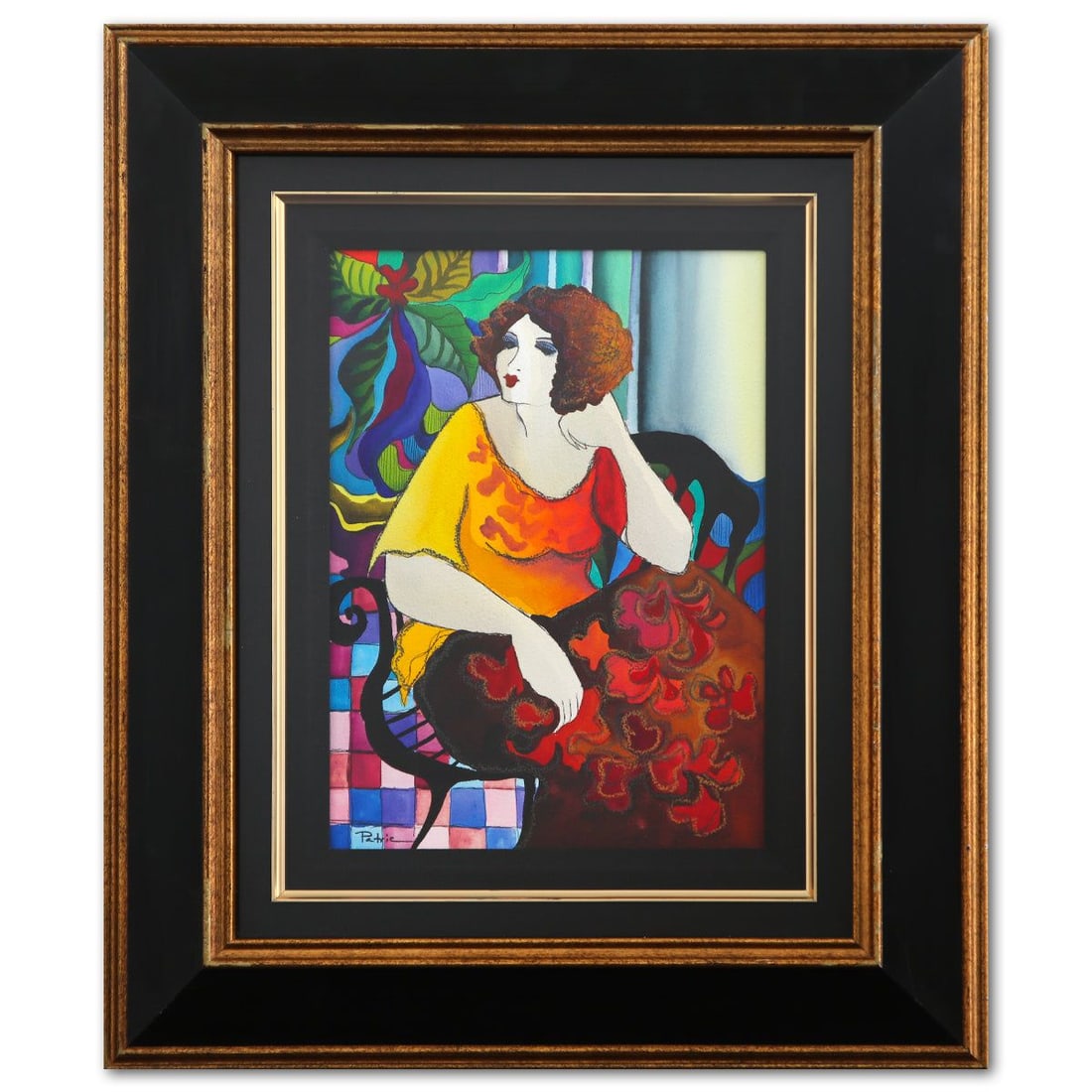 Patricia Govezensky- Original Watercolor "Quiet Contemplation": Artist: Patricia Govezensky. Medium: Original Watercolor. Title: Quiet Contemplation. Size: 14" x 11". Measures approx. 25" x 21" (framed). Signature: Hand signed. Certificate of Authenticity: Is