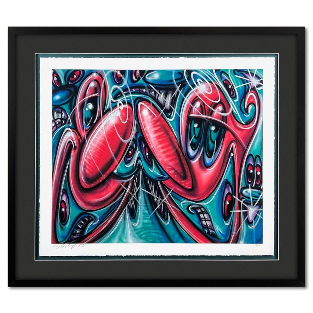 Kenny Scharf, "NEWAZY" Framed Limited Edition Silkscreen, Numbered 93/100 and Hand Signed with (1 of 2)