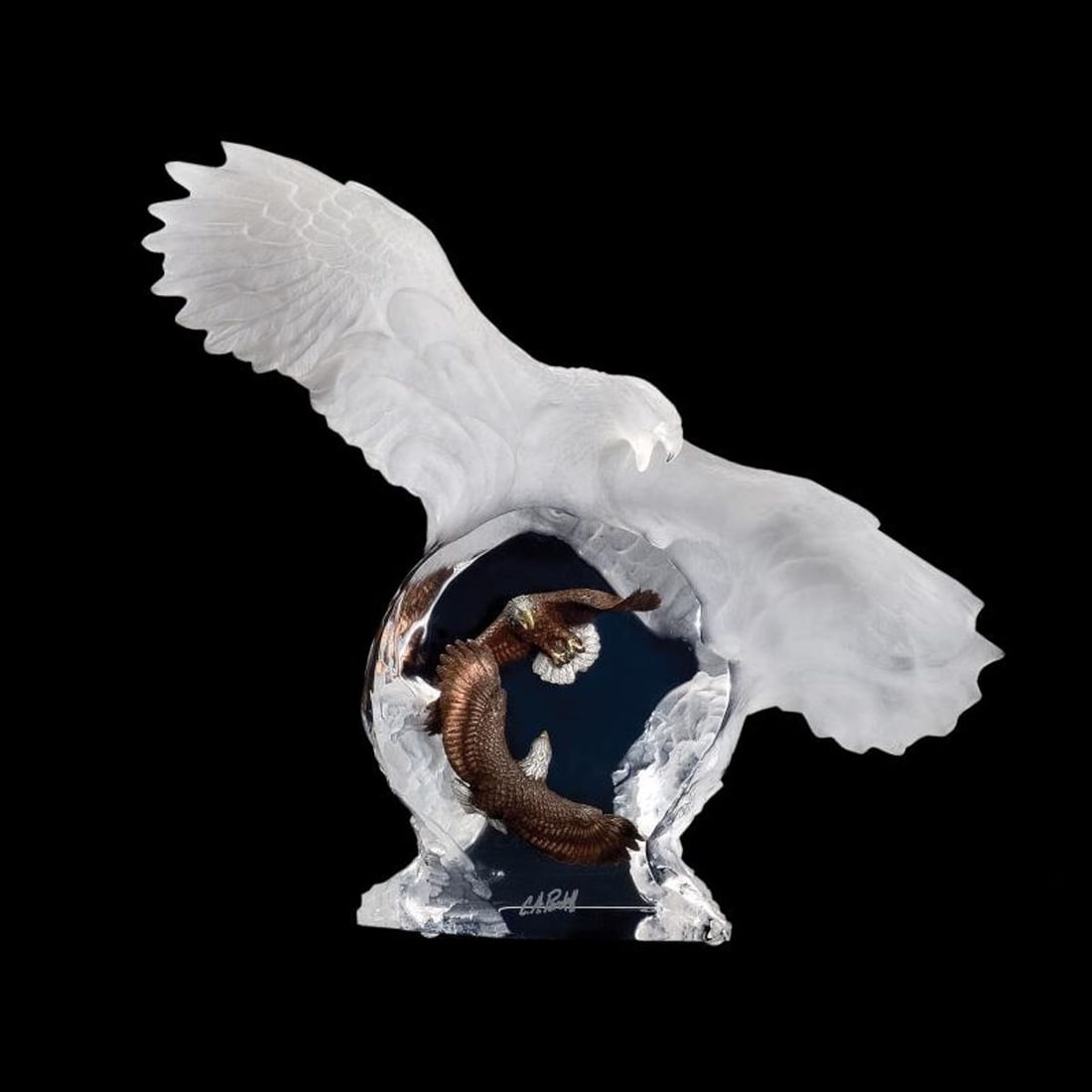 Christopher Pardell, "Eagle Spirit" Limited Edition Mixed Media Lucite Sculpture with COA.: Eagle Spirit is a limited edition mixed media lucite sculpture by Christopher Pardell. Engraved with the artists signature and number, this piece comes with a certificate of authenticity. Measures app
