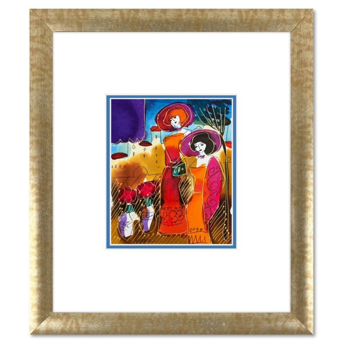 Moshe Leider, Framed Original Mixed Media Watercolor Painting, Hand Signed with Letter of (1 of 2)