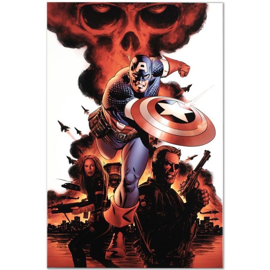 Marvel Comics "Captain America #1" Numbered Limited Edition Giclee on Canvas by Steve Epting with: A piece of comic book history, this limited edition, from original art by Steve Epting, depicts an action packed scenes starring Captain America, Nick Fury and Black Widow. Steve Epting began working 
