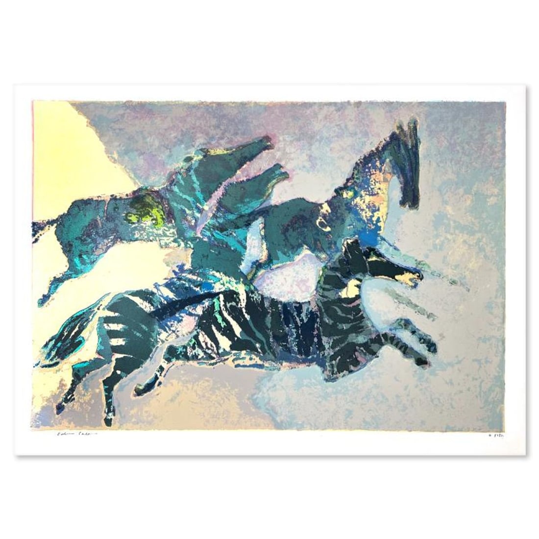 Edwin Salomon (1935-2014), Limited Edition Serigraph, Hand Signed and Numbered; Letter of: This is a limited edition serigraph on paper by Edwin Salomon (1935-2014). The piece comes hand signed by the artist, numbered, and with a letter of authenticity. Measures approximately 19" x 27". Ref