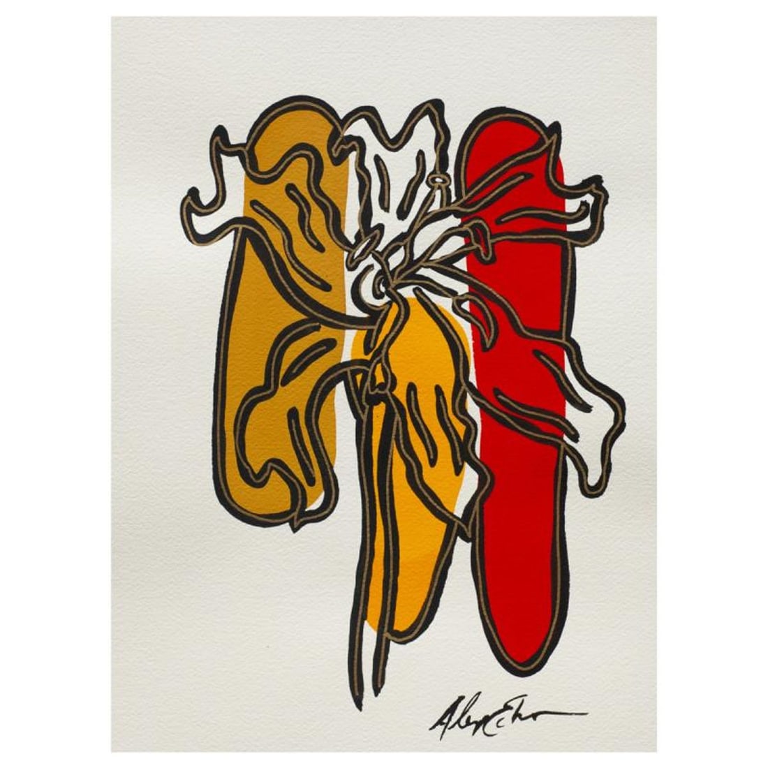 Alex Echo, "Auto Floral For Fernand" Hand Signed Original Painting with Letter of Authenticity.: Auto Floral For Fernand is an original painting, ink, gold pen, and watercolor on paper by Alex Echo. Hand signed and accompanied by a letter of authenticity. Measures approximately 12" x 9".