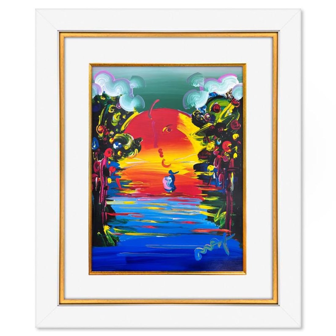 Peter Max, "Better World" Framed One-of-a-Kind Mixed Media, Hand Signed with Registration Number: Better World is a one-of-a-kind mixed media on paper, hand signed by Peter Max. The piece comes custom framed with a backside cutout to display Peter Max Studio registration number 195475 certifying a